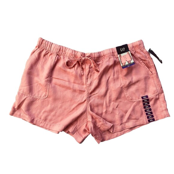 GAP XXL Pink Lyocell Drawstring Shorts NWT | 4" Inseam Casual Chino Style - Picture 3 of 11